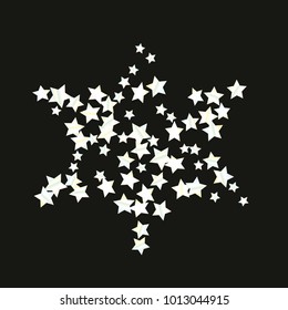Colorful star falling Pattern. Rainbow colors. Isolated pattern.Black background. Astral Design. Chaotic Decor. Modern Creative Starlight Style. Vector illustration for celebration,holiday, invitation