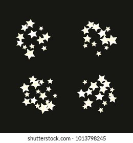 Colorful star falling Pattern. Rainbow colors. Isolated pattern.Black background. Astral Design. Chaotic Decor. Modern Creative Starlight Style. Vector illustration for celebration,holiday, invitation