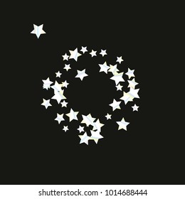 Colorful star falling Pattern. Rainbow colors. Isolated pattern.Black background. Astral Design. Chaotic Decor. Modern Creative Starlight Style. Vector illustration for celebration,holiday, invitation