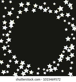 Colorful star falling Pattern. Rainbow colors. Isolated pattern.Black background. Astral Design. Chaotic Decor. Modern Creative Starlight Style. Vector illustration for celebration,holiday, invitation