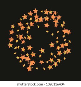 Colorful star falling Pattern. Rainbow colors. Isolated pattern.Black background. Astral Design. Chaotic Decor. Modern Creative Starlight Style. Vector illustration for celebration,holiday, invitation