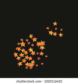 Colorful star falling Pattern. Rainbow colors. Isolated pattern.Black background. Astral Design. Chaotic Decor. Modern Creative Starlight Style. Vector illustration for celebration,holiday, invitation