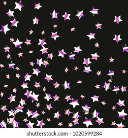 Colorful star falling Pattern. Rainbow colors. Isolated pattern.Black background. Astral Design. Chaotic Decor. Modern Creative Starlight Style. Vector illustration for celebration,holiday, invitation