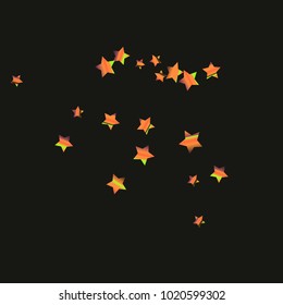 Colorful star falling Pattern. Rainbow colors. Isolated pattern.Black background. Astral Design. Chaotic Decor. Modern Creative Starlight Style. Vector illustration for celebration,holiday, invitation