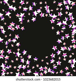 Colorful star falling Pattern. Rainbow colors. Isolated pattern.Black background. Astral Design. Chaotic Decor. Modern Creative Starlight Style. Vector illustration for celebration,holiday, invitation