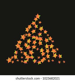 Colorful star falling Pattern. Rainbow colors. Isolated pattern.Black background. Astral Design. Chaotic Decor. Modern Creative Starlight Style. Vector illustration for celebration,holiday, invitation