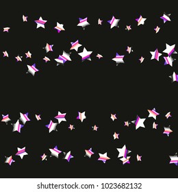 Colorful star falling Pattern. Rainbow colors. Isolated pattern.Black background. Astral Design. Chaotic Decor. Modern Creative Starlight Style. Vector illustration for celebration,holiday, invitation