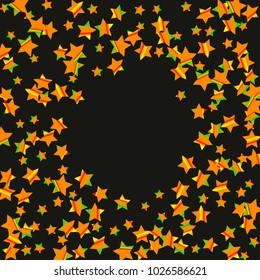 Colorful star falling Pattern. Rainbow colors. Isolated pattern.Black background. Astral Design. Chaotic Decor. Modern Creative Starlight Style. Vector illustration for celebration,holiday, invitation