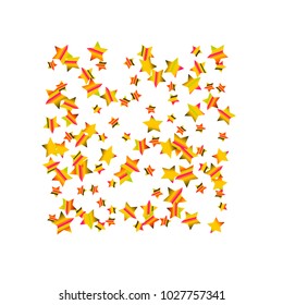 Colorful star falling Pattern. Rainbow colors.Isolated pattern for your project. Astral Design. Chaotic Decor. Modern Creative Starlight Style. Vector illustration for celebration, holiday, invitation