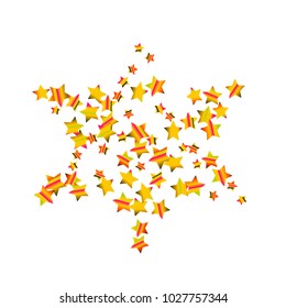 Colorful star falling Pattern. Rainbow colors.Isolated pattern for your project. Astral Design. Chaotic Decor. Modern Creative Starlight Style. Vector illustration for celebration, holiday, invitation