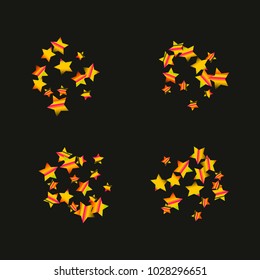 Colorful star falling Pattern. Rainbow colors. Isolated pattern.Black background. Astral Design. Chaotic Decor. Modern Creative Starlight Style. Vector illustration for celebration,holiday, invitation