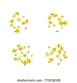 Colorful star falling Pattern. Rainbow colors.Isolated pattern for your project. Astral Design. Chaotic Decor. Modern Creative Starlight Style. Vector illustration for celebration, holiday, invitation