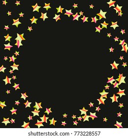 Colorful star falling Pattern. Rainbow colors. Isolated pattern.Black background. Astral Design. Chaotic Decor. Modern Creative Starlight Style. Vector illustration for celebration,holiday, invitation