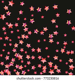 Colorful star falling Pattern. Rainbow colors. Isolated pattern.Black background. Astral Design. Chaotic Decor. Modern Creative Starlight Style. Vector illustration for celebration,holiday, invitation