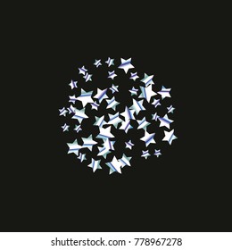 Colorful star falling Pattern. Rainbow colors. Isolated pattern.Black background. Astral Design. Chaotic Decor. Modern Creative Starlight Style. Vector illustration for celebration,holiday, invitation