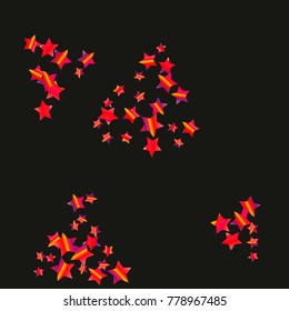 Colorful star falling Pattern. Rainbow colors. Isolated pattern.Black background. Astral Design. Chaotic Decor. Modern Creative Starlight Style. Vector illustration for celebration,holiday, invitation