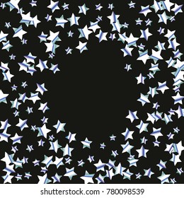Colorful star falling Pattern. Rainbow colors. Isolated pattern.Black background. Astral Design. Chaotic Decor. Modern Creative Starlight Style. Vector illustration for celebration,holiday, invitation
