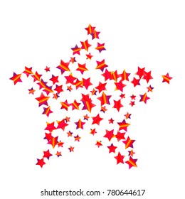 Colorful star falling Pattern. Rainbow colors.Isolated pattern for your project. Astral Design. Chaotic Decor. Modern Creative Starlight Style. Vector illustration for celebration, holiday, invitation