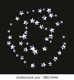 Colorful star falling Pattern. Rainbow colors. Isolated pattern.Black background. Astral Design. Chaotic Decor. Modern Creative Starlight Style. Vector illustration for celebration,holiday, invitation
