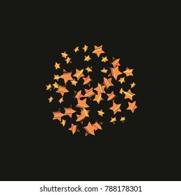 Colorful star falling Pattern. Rainbow colors. Isolated pattern.Black background. Astral Design. Chaotic Decor. Modern Creative Starlight Style. Vector illustration for celebration,holiday, invitation