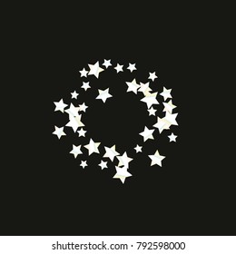 Colorful star falling Pattern. Rainbow colors. Isolated pattern.Black background. Astral Design. Chaotic Decor. Modern Creative Starlight Style. Vector illustration for celebration,holiday, invitation