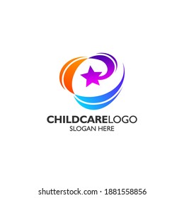 Colorful star and galaxy for education logo design template	
