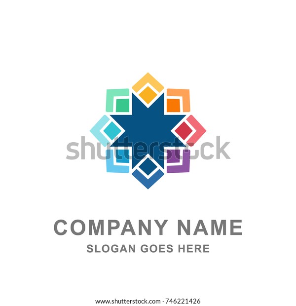 Colorful Star Geometric Hexagon Ornament Logo Stock Vector (Royalty ...