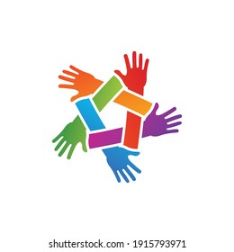 Diseño de la plantilla del logotipo de la mano de la estrella colorida