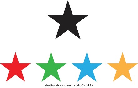 Colorful star icon set in different colors isolated on white background . Stars icon . Vector illustration