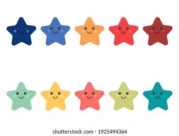 colorful star illustration in beautiful and bright colors with cute and adorable faces