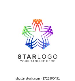 Colorful Star Logo Design. Abstract Icon Star Vector Template