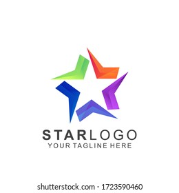 Colorful Star Logo Design. Abstract Icon Star Vector Template