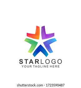 Colorful Star Logo Design. Abstract Icon Star Vector Template