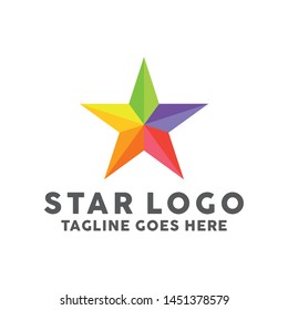 Colorful Star Logo Design With Flat Color, Star Shape Symbol Icon Logotype For Company 