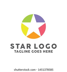 Colorful Star Logo Design With Flat Color, Star Shape Symbol Icon Logotype For Company 