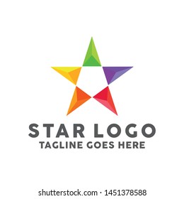 Colorful Star Logo Design With Flat Color, Star Shape Symbol Icon Logotype For Company 
