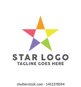 Colorful Star Logo Design With Flat Color, Star Shape Symbol Icon Logotype For Company 