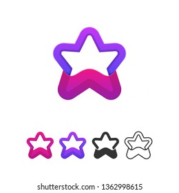 Colorful Star Logo Design Vector Template. Creative Social Leader Award Logotype Concept Icon