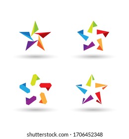 Colorful Star Logo Set. Icon & Symbol Vector Template.