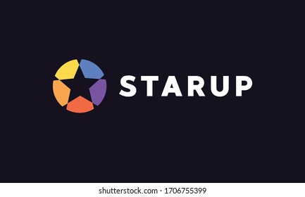 Icono colorido de la tecnología con logotipo Star. Símbolo vector moderno de inicio digital. Inspiración en el diseño del logotipo de la empresa.