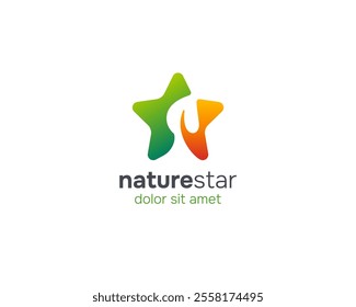 Colorful star with negative leaf logo