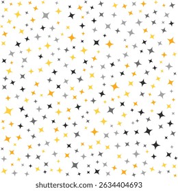 Colorful Star Pattern Background. Aesthetic Yellow, Black, and Gray Stars on White. Perfect for Design, Decoration, and Creative Projects