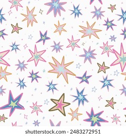 colorful star pattern galaxy collection planets design vector seamless
