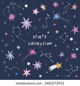 colorful star pattern galaxy collection planets design vector seamless