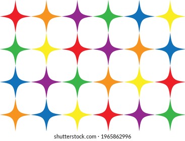 Colorful star pattern isolated on white background.LGBTcolor set concept.