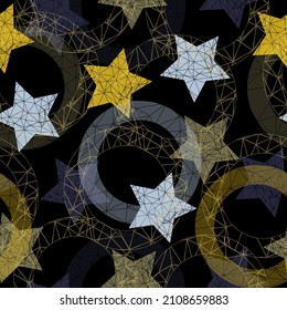 Colorful star pattern A seamless camouflage pattern consisting of squares cut by a five-pointed star into multi-colored fragments.