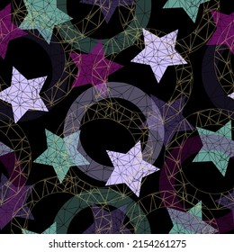 Colorful star pattern A seamless camouflage pattern consisting of squares cut by a five-pointed star into multi-colored fragments.