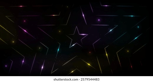 Colorful star patterns creating a vibrant cosmic background in a dark space design, outer space concept