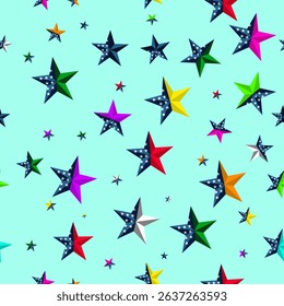 Colorful star patterns creative design digital art vibrant background playful theme, seamless patterns	