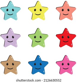 Patrones de estrellas coloridos sobre fondo blanco, vector